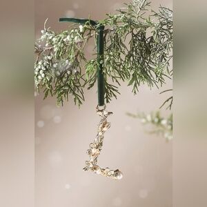 Anthropologie Aurelia Gold Pearl Monogram Letter "L" Initial Ornament NWT
